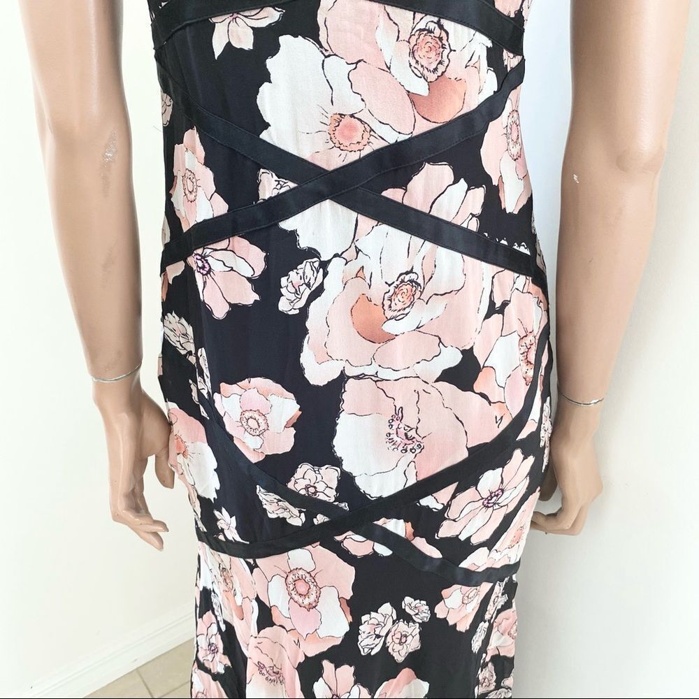 NEW Kay Unger Black pink Floral Silk Maxi Dress 4 - Picture 10 of 13
